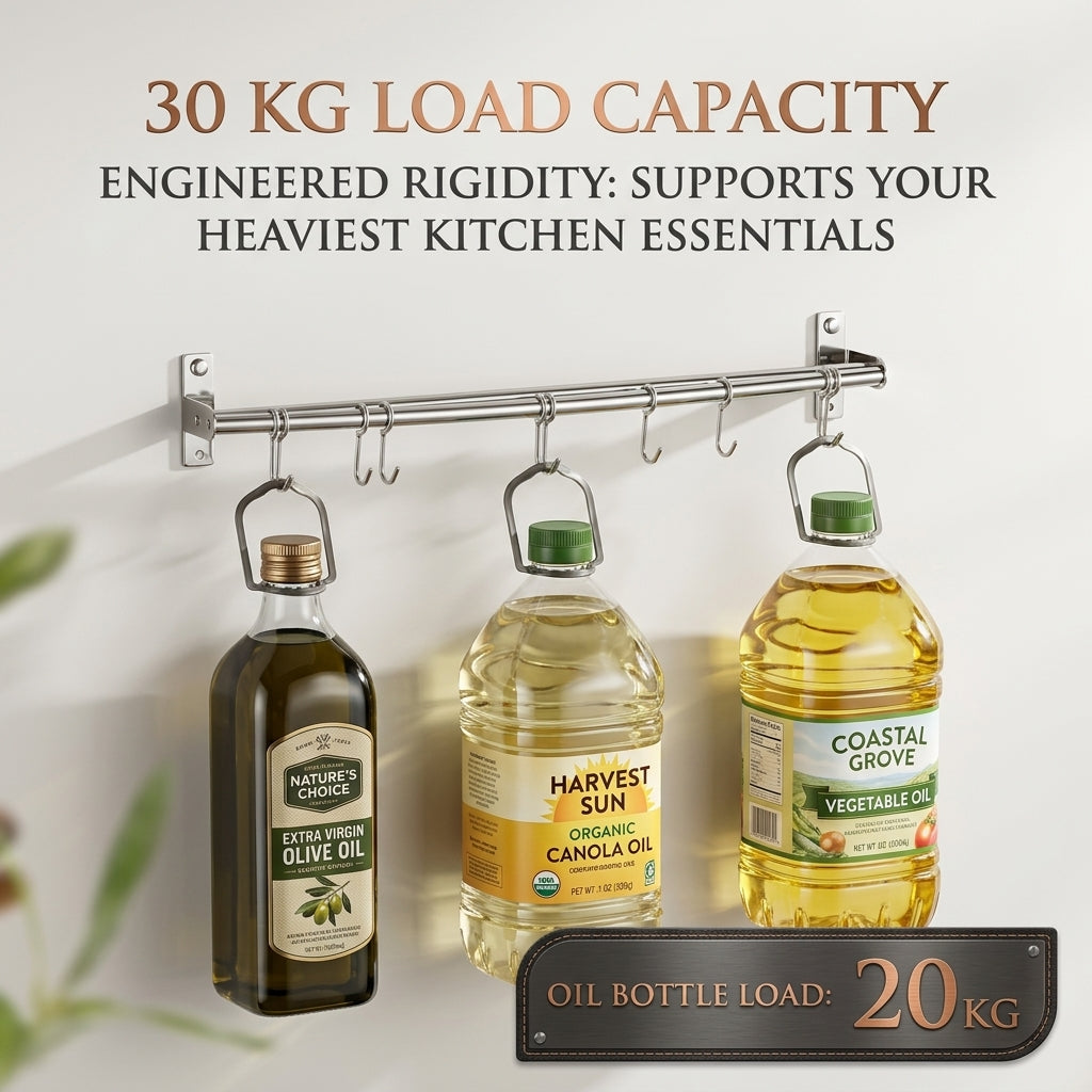 Multi-Purpose Wall-Mounted Stainless Steel Rack with Dual Installation (Drill & No-Drill)