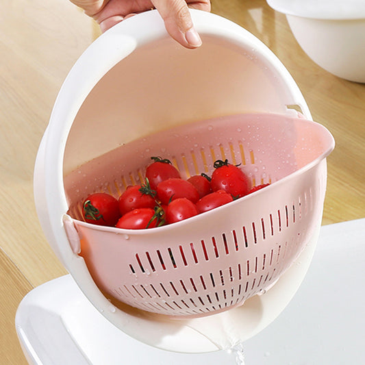 2-in-1 Double Layer Colander Basket – Removable Vegetable Strainer Bowl for Washing Fruits, Vegetables & Rice