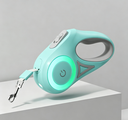 LED Retractable Dog Leash with Flashlight & Glowing Ring | Anti-Pull Automatic Pet Leash