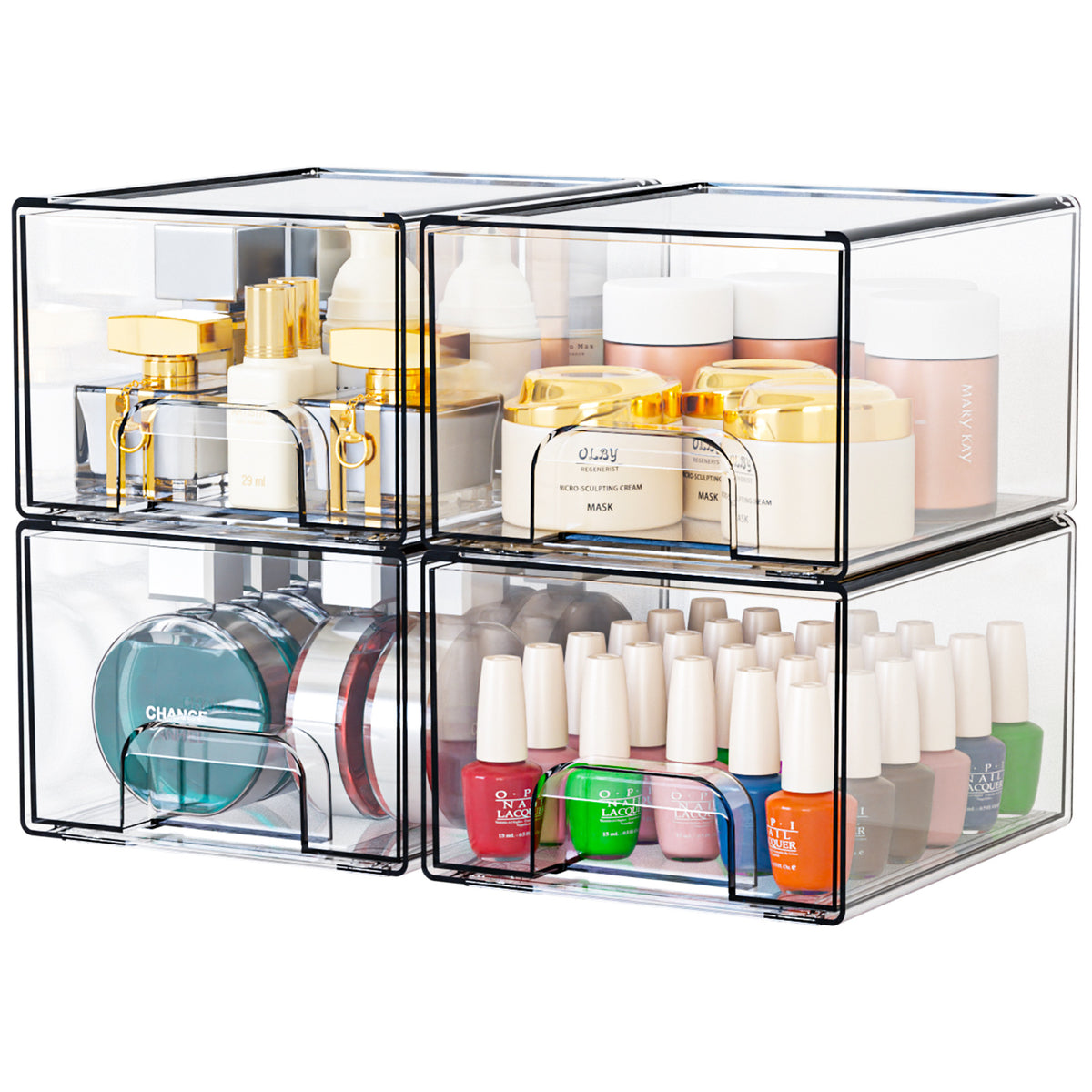 Clear Stackable Storage Drawers – Multi-Purpose Organizer for Makeup, Pantry, Bathroom & Desk