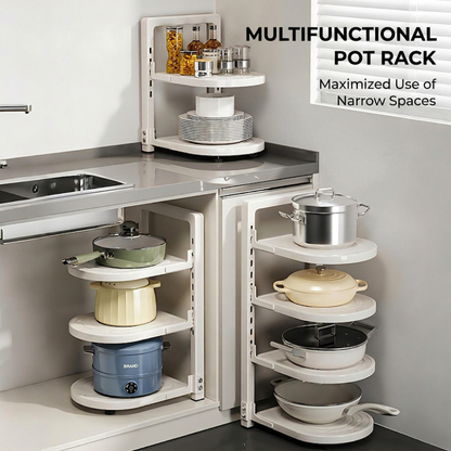 Adjustable Kitchen Pot Organizer Rack – Multi-Tier Countertop & Under Sink Cookware Storage Shelf