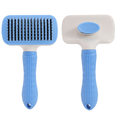 Self-Cleaning Pet Slicker Brush with One-Click Hair Removal – Stainless Steel Grooming Brush for Dogs & Cats