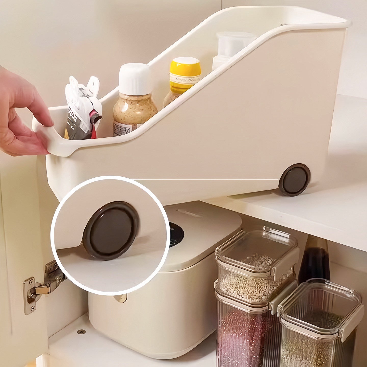 Rolling Kitchen Cabinet Organizer for Pots, Pans & Lids