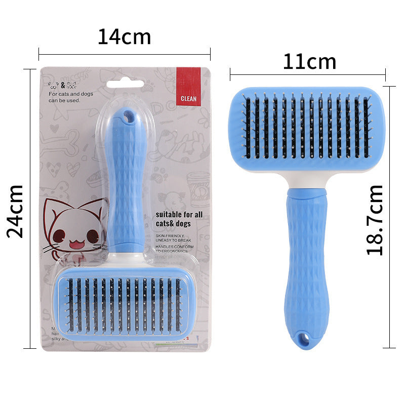 Self-Cleaning Pet Slicker Brush with One-Click Hair Removal – Stainless Steel Grooming Brush for Dogs & Cats