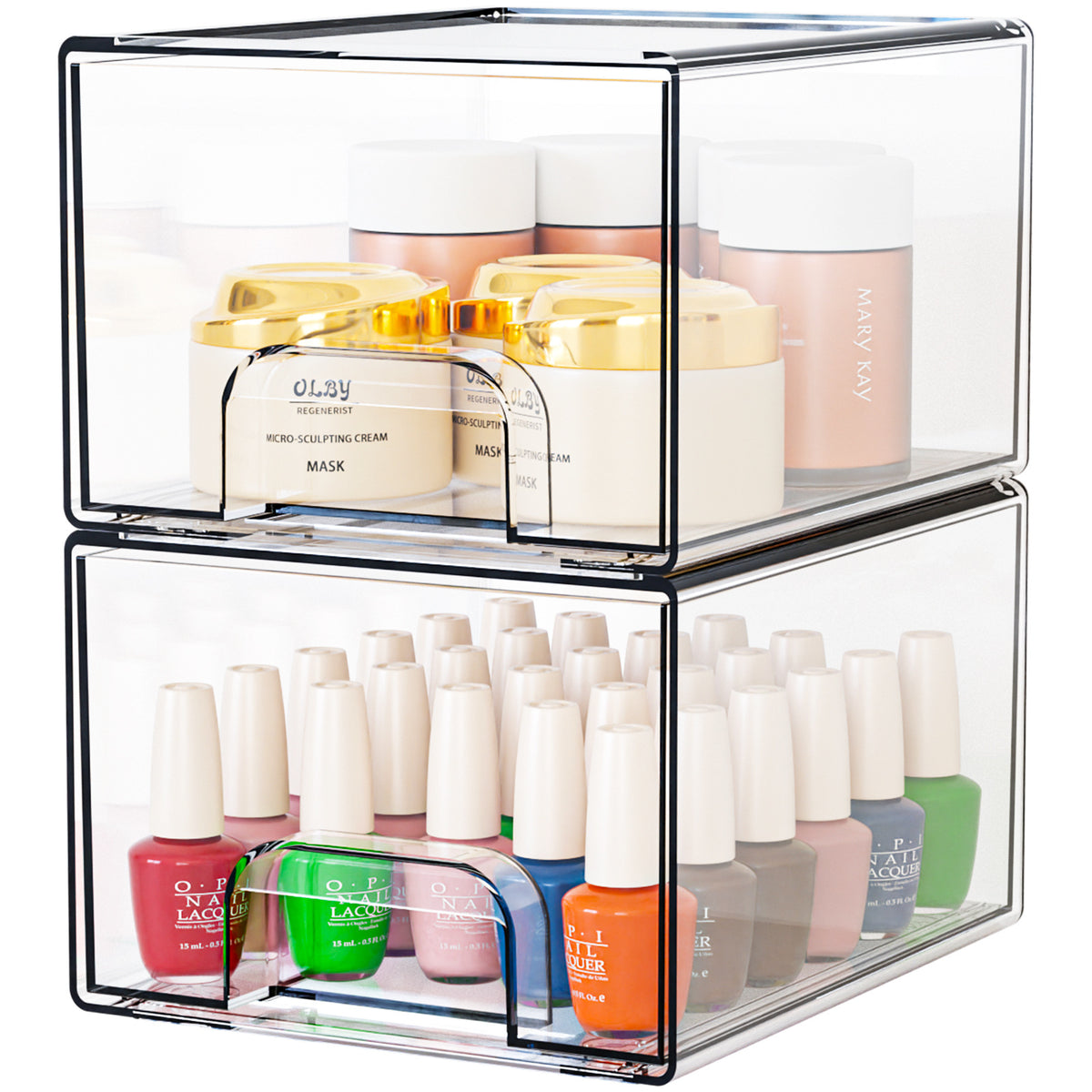 Clear Stackable Storage Drawers – Multi-Purpose Organizer for Makeup, Pantry, Bathroom & Desk