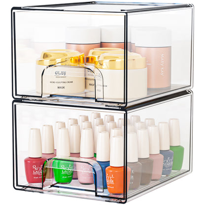 Clear Stackable Storage Drawers – Multi-Purpose Organizer for Makeup, Pantry, Bathroom & Desk