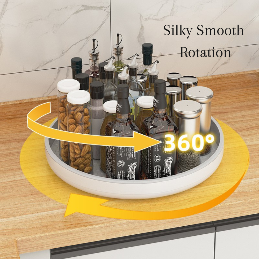 Multi-Purpose 360° Kitchen Turntable Organizer – Round Swivel Spice & Condiment Storage Tray