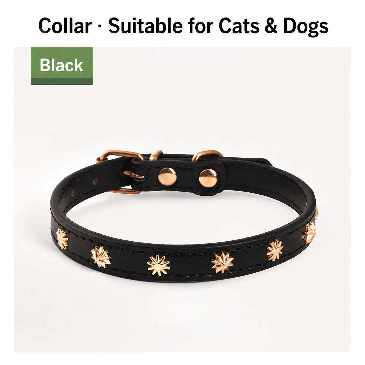 Premium PU Leather Pet Collar with Metal Studs for Dogs & Cats