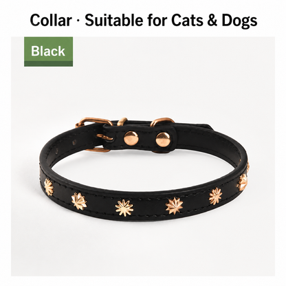 Premium PU Leather Pet Collar with Metal Studs for Dogs & Cats