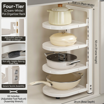 Adjustable Kitchen Pot Organizer Rack – Multi-Tier Countertop & Under Sink Cookware Storage Shelf