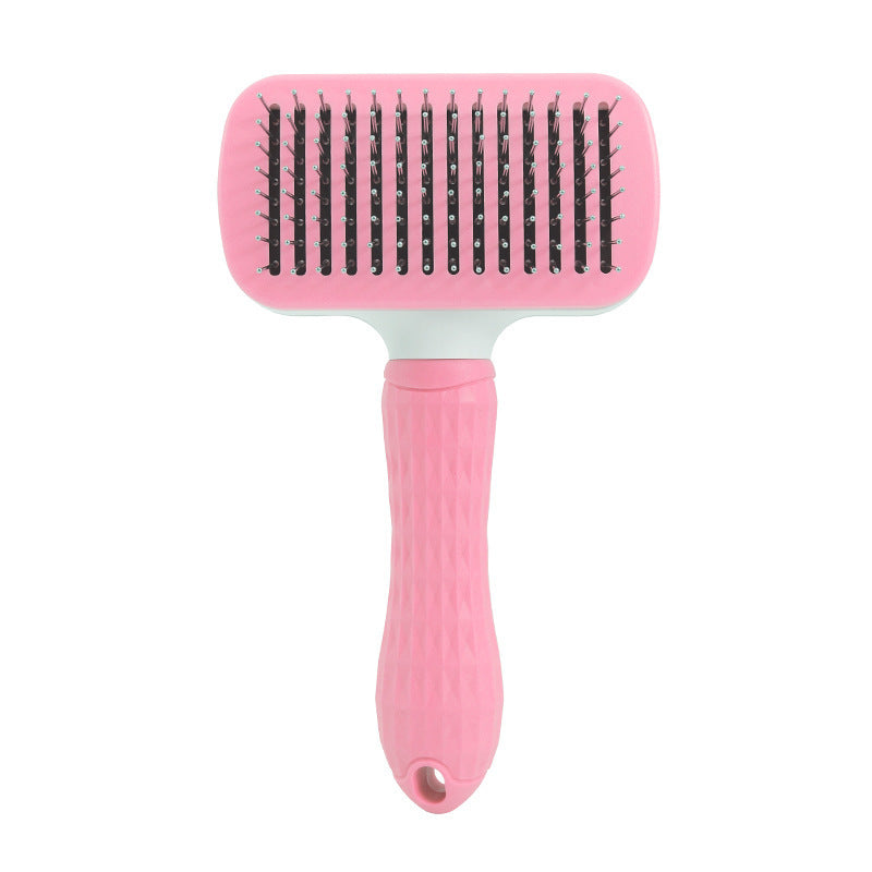 Self-Cleaning Pet Slicker Brush with One-Click Hair Removal – Stainless Steel Grooming Brush for Dogs & Cats