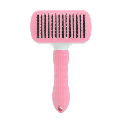 Self-Cleaning Pet Slicker Brush with One-Click Hair Removal – Stainless Steel Grooming Brush for Dogs & Cats