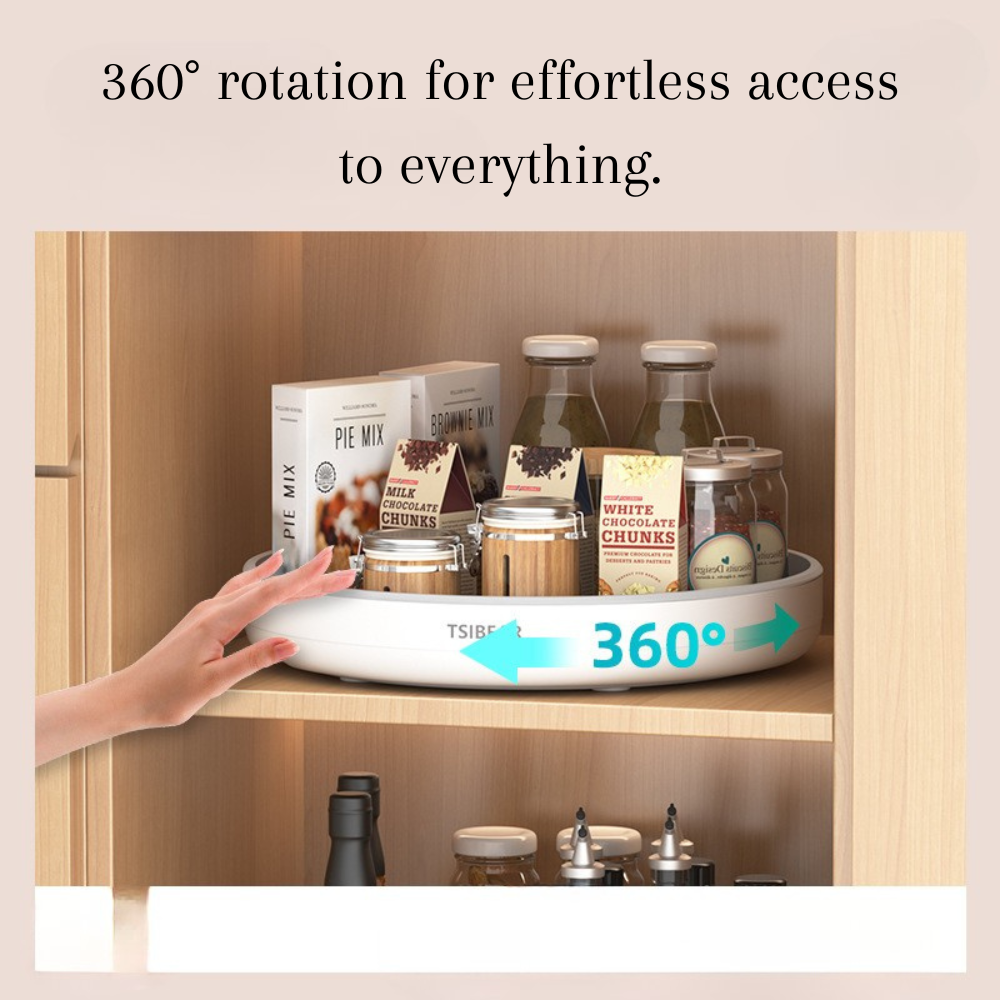Multi-Purpose 360° Kitchen Turntable Organizer – Round Swivel Spice & Condiment Storage Tray