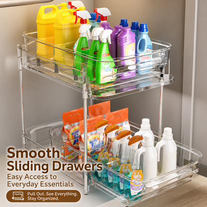 Pull-Out Under Sink Organizer – 2-Tier Sliding Cabinet Storage Shelf for Bathroom Counter & Vanity