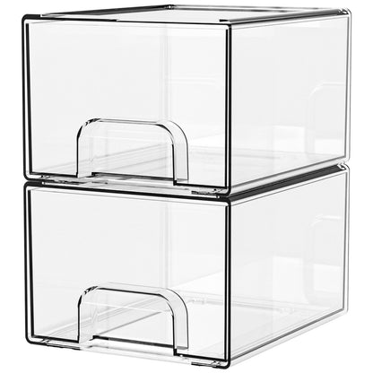 Clear Stackable Storage Drawers – Multi-Purpose Organizer for Makeup, Pantry, Bathroom & Desk