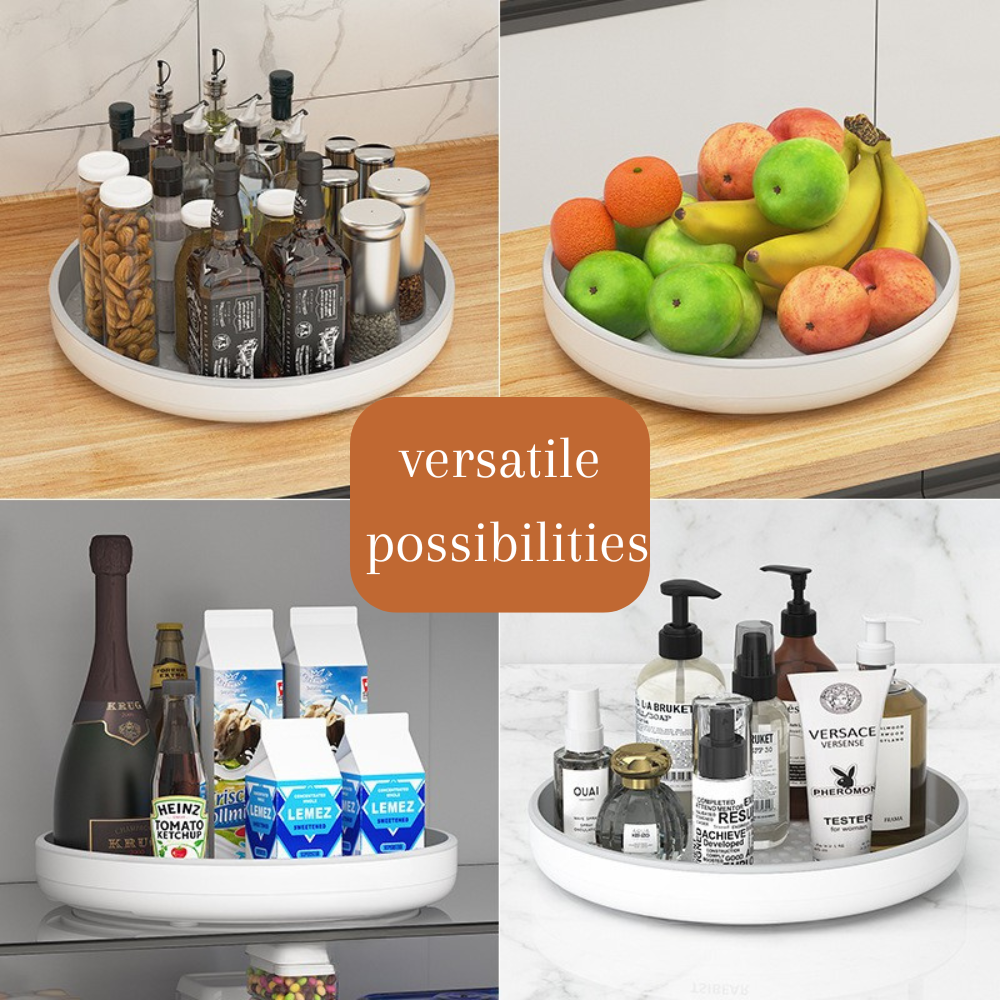 Multi-Purpose 360° Kitchen Turntable Organizer – Round Swivel Spice & Condiment Storage Tray