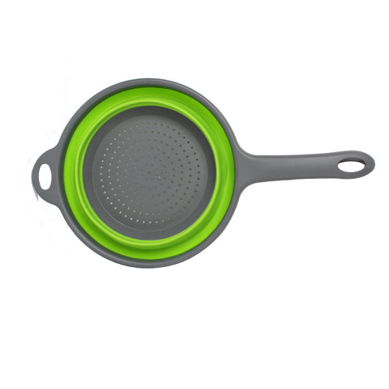 Collapsible Colander with Handle – Expandable Round Strainer Basket for Kitchen Washing, Draining & Food Prep
