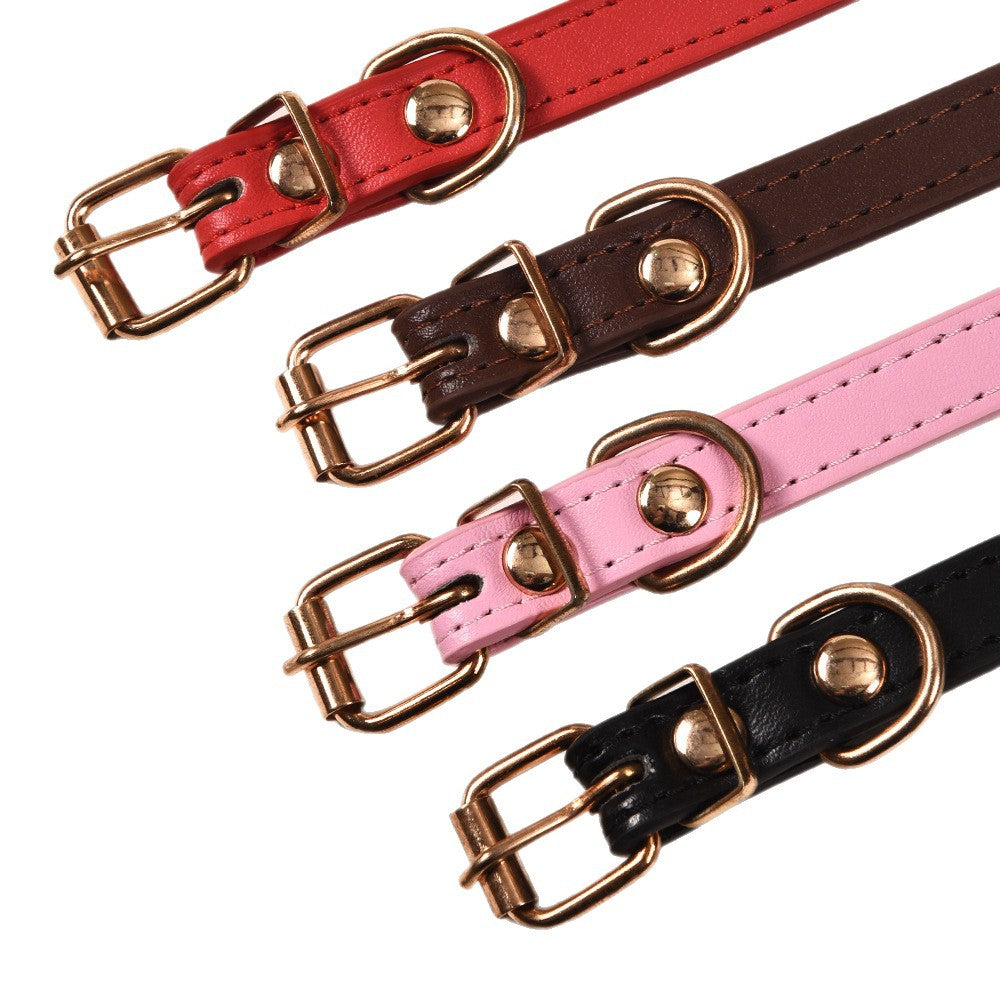 Premium PU Leather Pet Collar with Metal Studs for Dogs & Cats