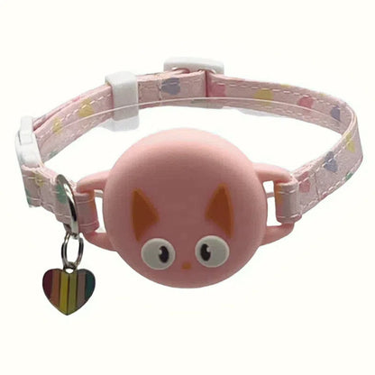 Glow-in-the-Dark Breakaway Cat Collar Compatible with AirTag – Anti-Lost Adjustable Collar with Silicone AirTag Holder
