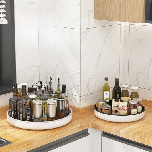 Multi-Purpose 360° Kitchen Turntable Organizer – Round Swivel Spice & Condiment Storage Tray