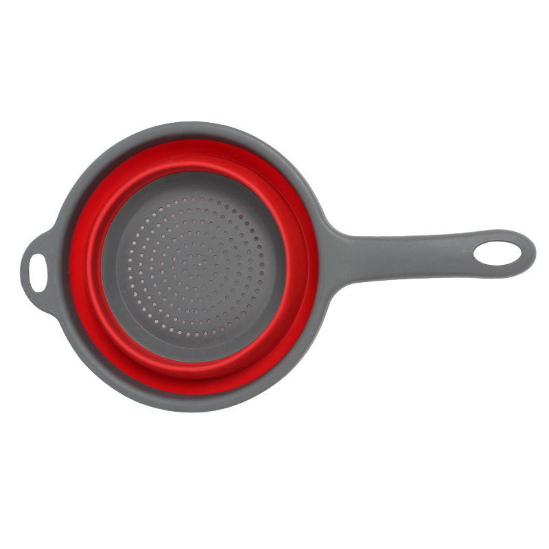 Collapsible Colander with Handle – Expandable Round Strainer Basket for Kitchen Washing, Draining & Food Prep