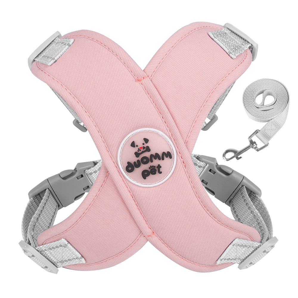 X-Style Dog Harness Leash Set, Escape-Proof Reflective Vest Walking Harness for French Bulldog Shiba Inu, Outdoor Pet Walking Gear
