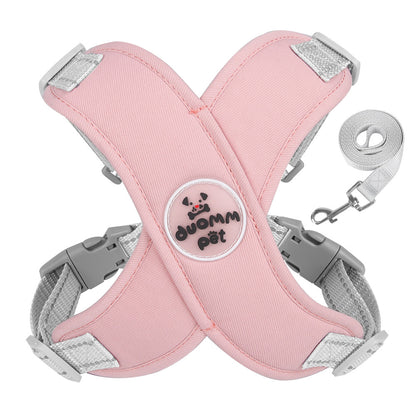 X-Style Dog Harness Leash Set, Escape-Proof Reflective Vest Walking Harness for French Bulldog Shiba Inu, Outdoor Pet Walking Gear