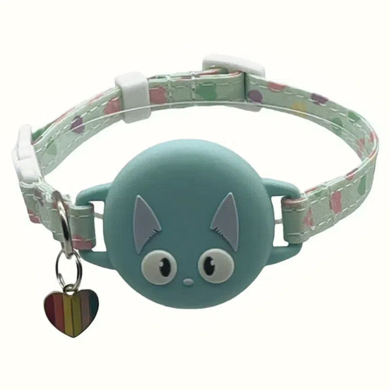 Glow-in-the-Dark Breakaway Cat Collar Compatible with AirTag – Anti-Lost Adjustable Collar with Silicone AirTag Holder