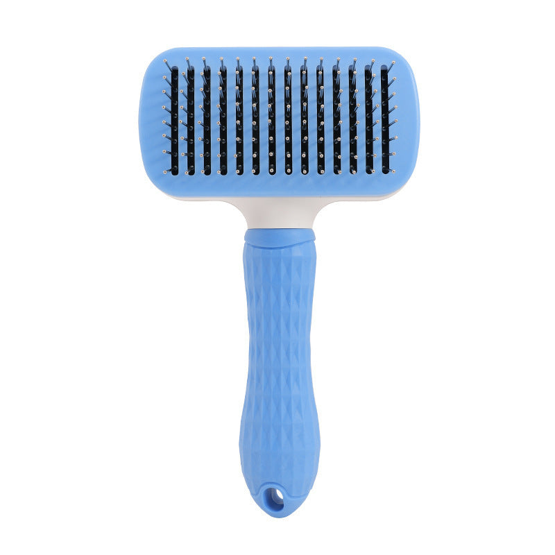 Self-Cleaning Pet Slicker Brush with One-Click Hair Removal – Stainless Steel Grooming Brush for Dogs & Cats
