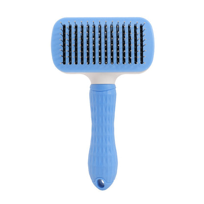 Self-Cleaning Pet Slicker Brush with One-Click Hair Removal – Stainless Steel Grooming Brush for Dogs & Cats