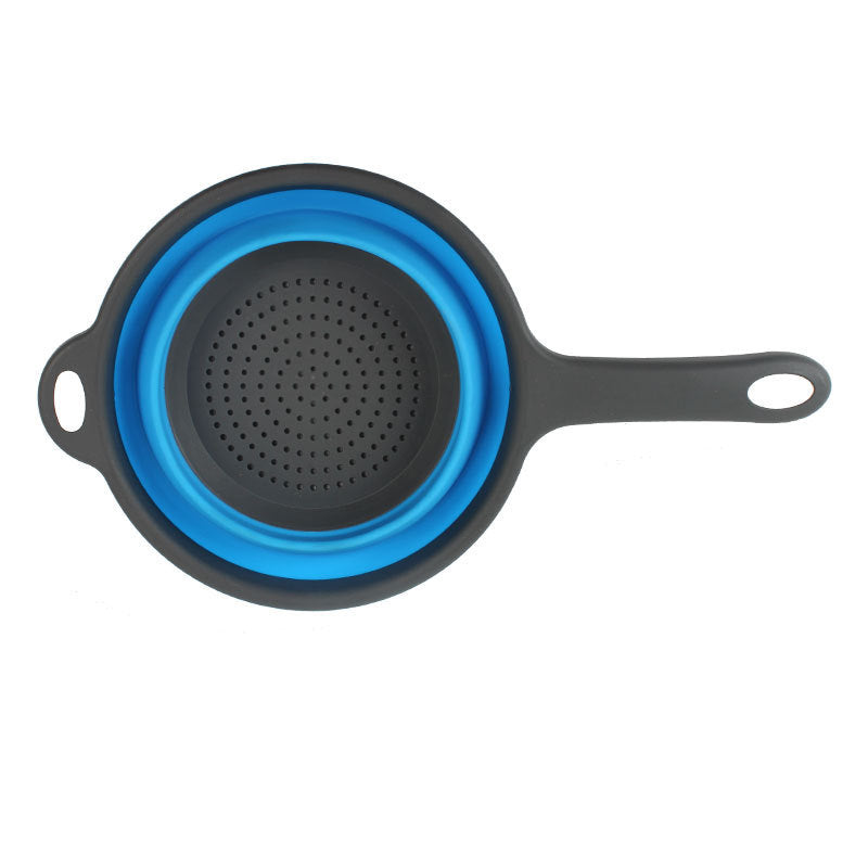 Collapsible Colander with Handle – Expandable Round Strainer Basket for Kitchen Washing, Draining & Food Prep