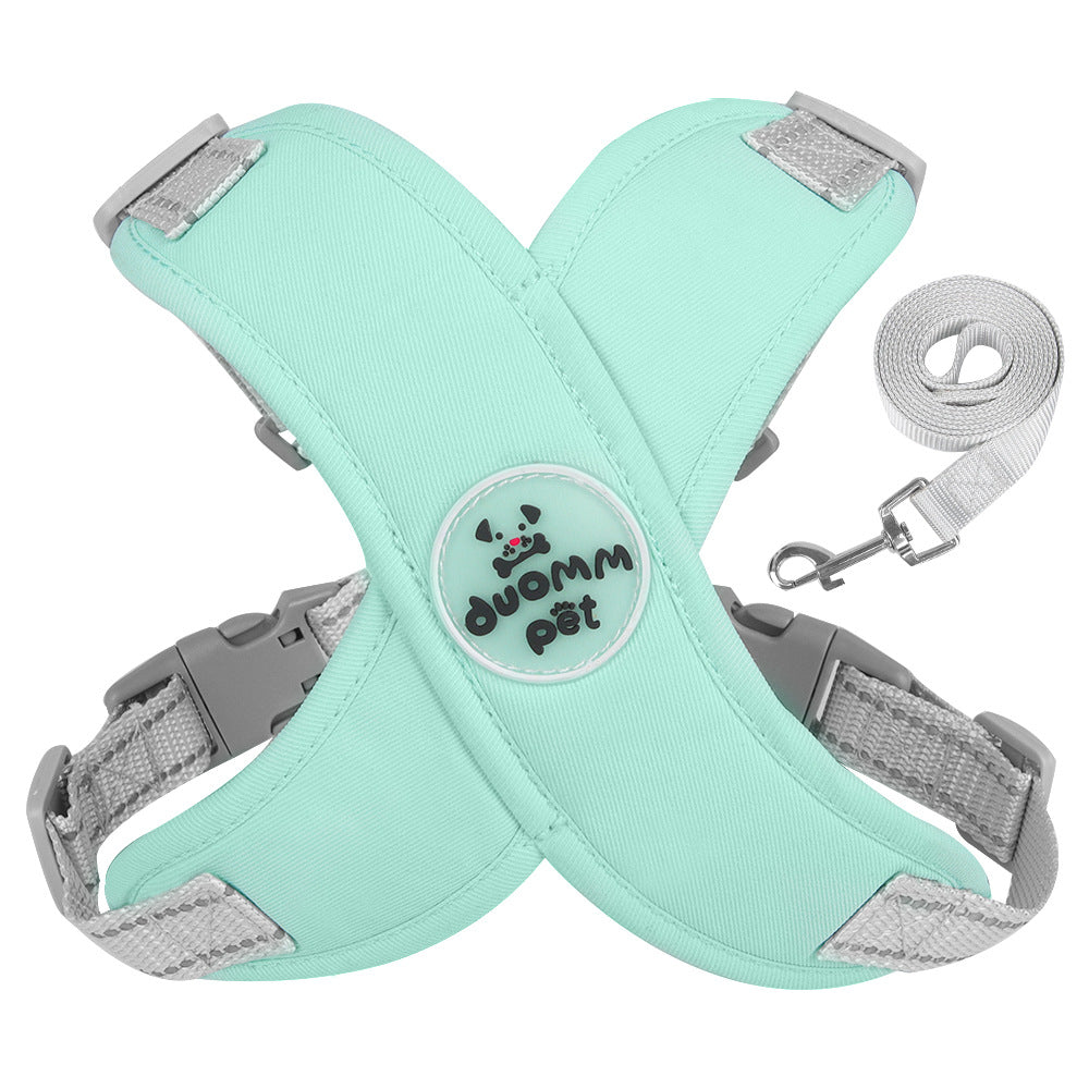 X-Style Dog Harness Leash Set, Escape-Proof Reflective Vest Walking Harness for French Bulldog Shiba Inu, Outdoor Pet Walking Gear