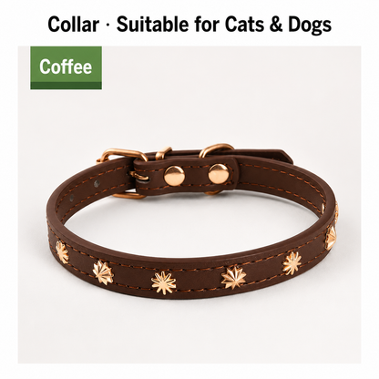 Premium PU Leather Pet Collar with Metal Studs for Dogs & Cats