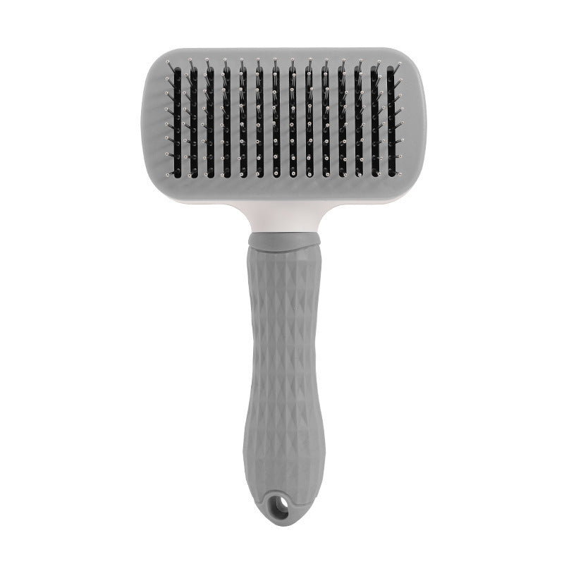 Self-Cleaning Pet Slicker Brush with One-Click Hair Removal – Stainless Steel Grooming Brush for Dogs & Cats
