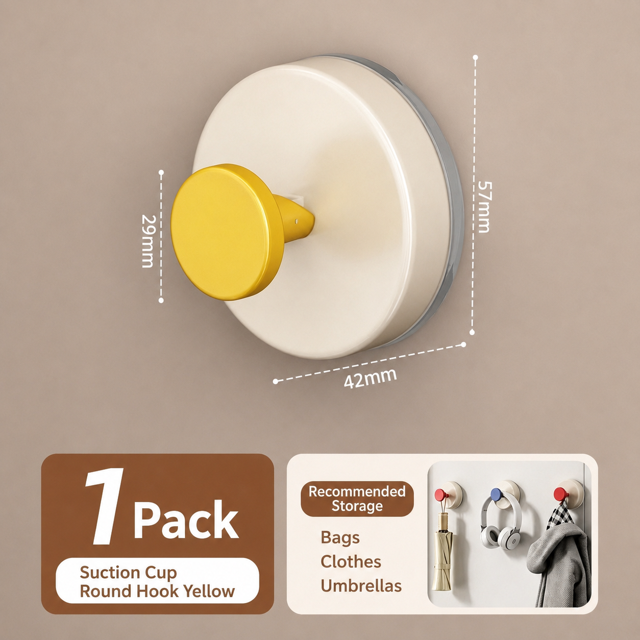 Colorful Vacuum Suction Wall Hook – Heavy-Duty No-Drill Removable Hook