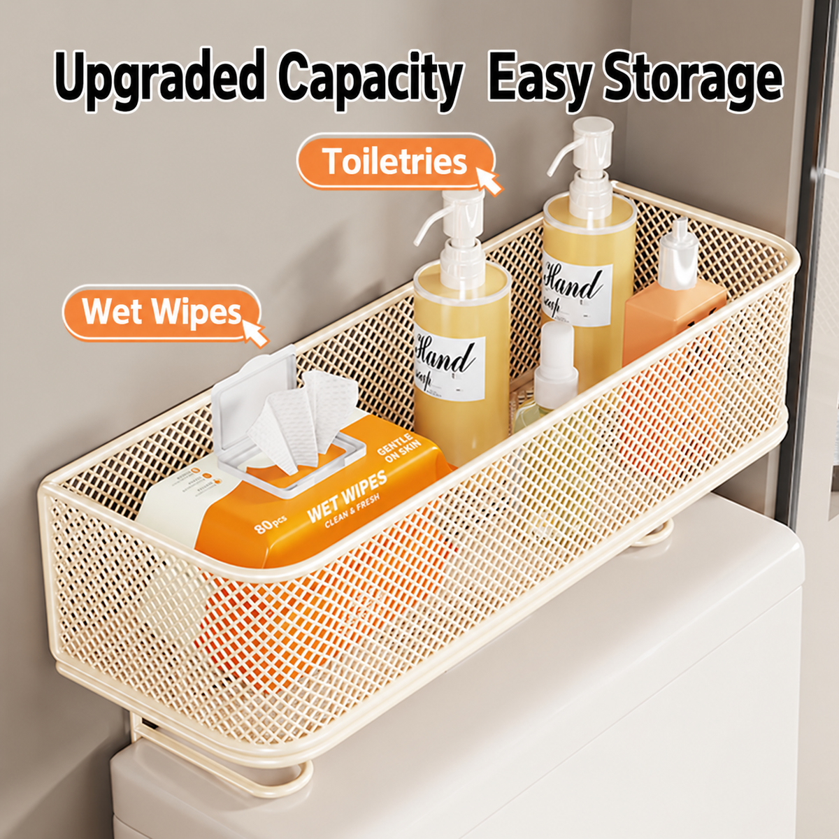 Over-the-Toilet Storage Basket – No-Drill Bathroom Organizer Shelf for Toilet Paper & Toiletries