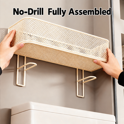 Over-the-Toilet Storage Basket – No-Drill Bathroom Organizer Shelf for Toilet Paper & Toiletries