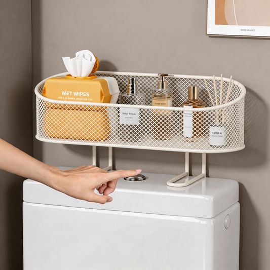 Over-the-Toilet Storage Basket – No-Drill Bathroom Organizer Shelf for Toilet Paper & Toiletries