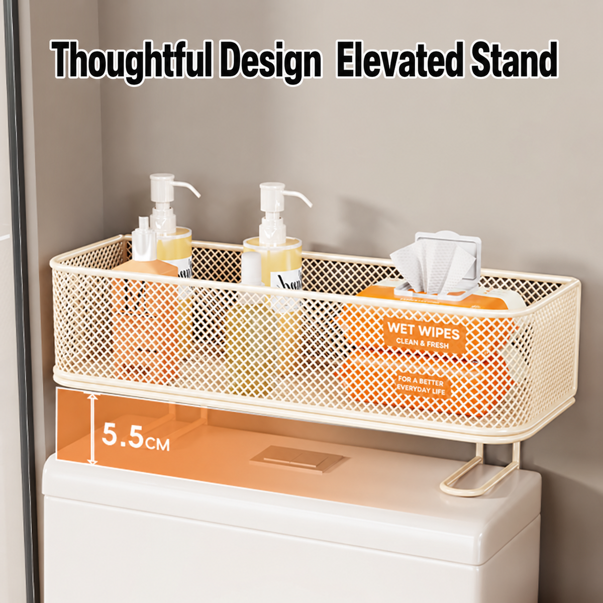 Over-the-Toilet Storage Basket – No-Drill Bathroom Organizer Shelf for Toilet Paper & Toiletries