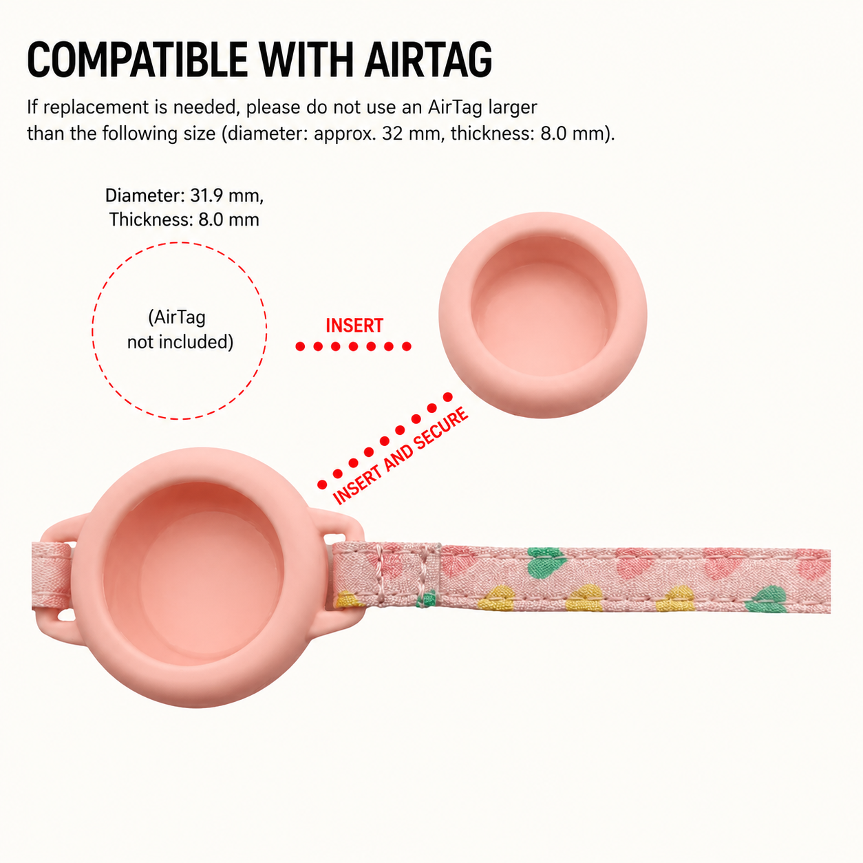 Glow-in-the-Dark Breakaway Cat Collar Compatible with AirTag – Anti-Lost Adjustable Collar with Silicone AirTag Holder