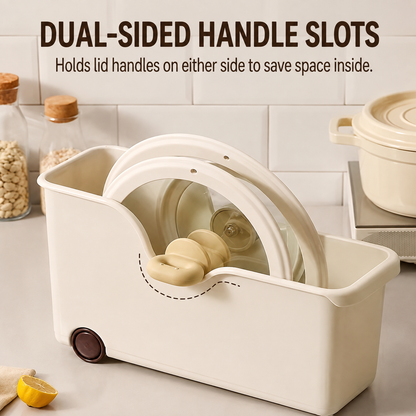 Rolling Kitchen Cabinet Organizer for Pots, Pans & Lids