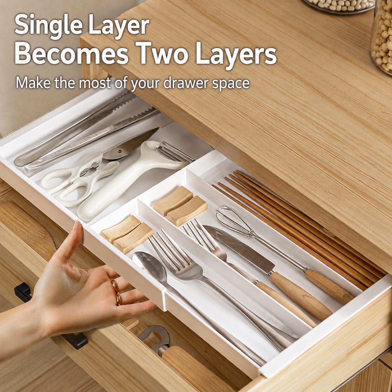 Expandable Cutlery & Utensil Drawer Organizer – Adjustable 32–52 cm