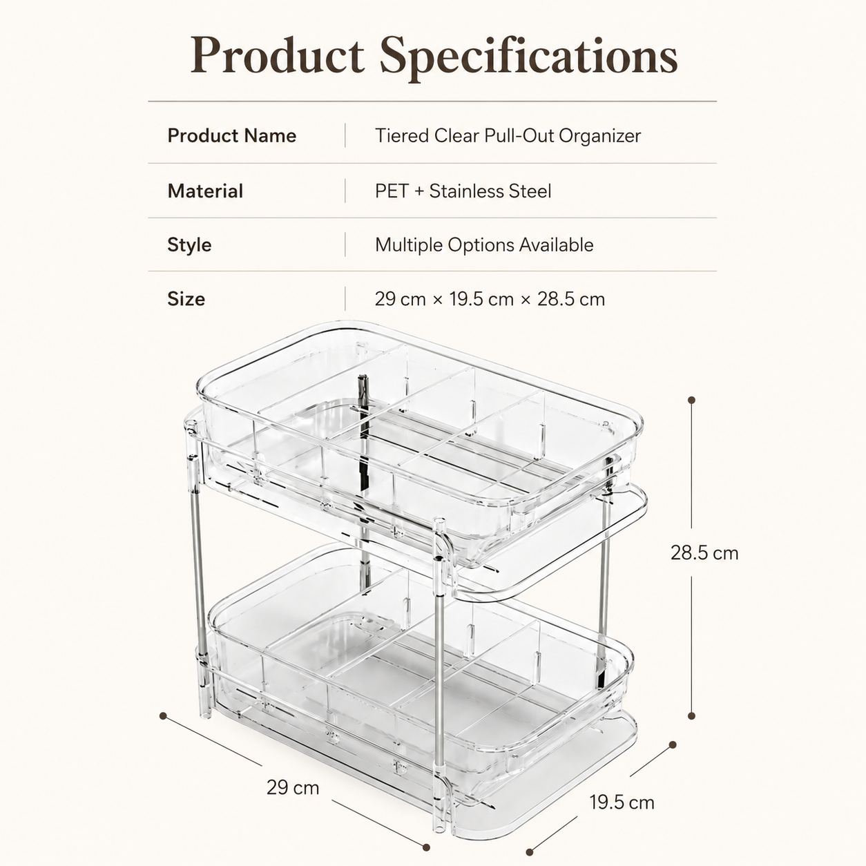 Pull-Out Under Sink Organizer – 2-Tier Sliding Cabinet Storage Shelf for Bathroom Counter & Vanity