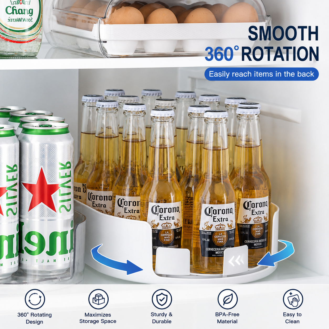 360° Rotating Refrigerator Organizer Turntable – Lazy Susan Storage Tray for Fridge, Kitchen & Pantry