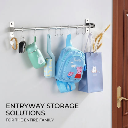 Multi-Purpose Wall-Mounted Stainless Steel Rack with Dual Installation (Drill & No-Drill)
