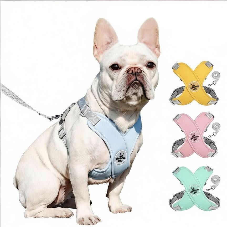 X-Style Dog Harness Leash Set, Escape-Proof Reflective Vest Walking Harness for French Bulldog Shiba Inu, Outdoor Pet Walking Gear